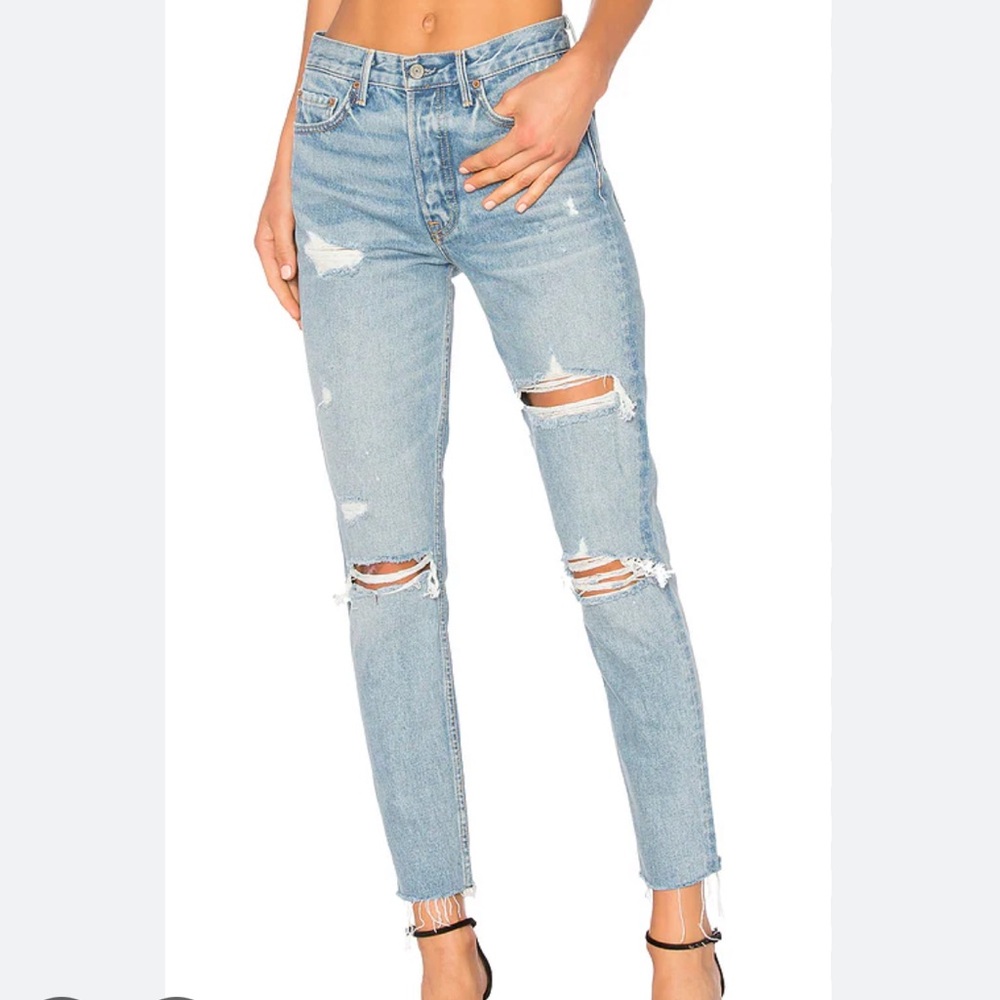 NWT GRLFRND Karolina High-Rise Distressed Jeans